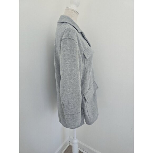 Sanctuary Fisher Grey Faux Fur Oversize Relaxed Cargo Car Coat Jacket Shacket M - Picture 7 of 11